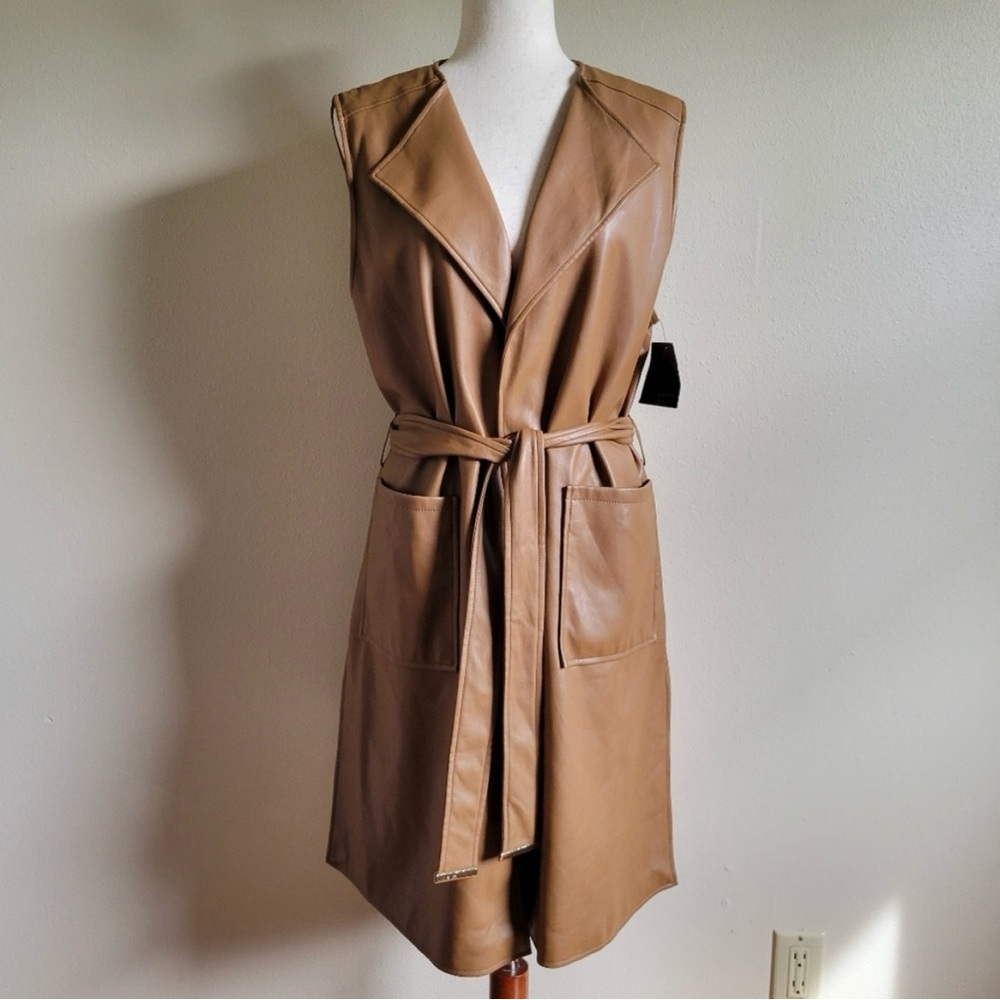 Andrew Marc | Long Faux Leather Vest